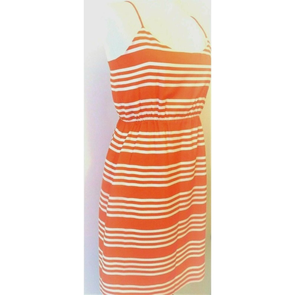 NWT J Crew Dress Lined Spaghetti Strap Orange Stri
